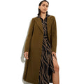 Khaki - Front - Dorothy Perkins Womens-Ladies Longline Wrap Tall Coat