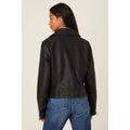 Black - Back - Dorothy Perkins Womens-Ladies Faux Leather Petite Biker Jacket