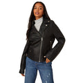 Black - Front - Dorothy Perkins Womens-Ladies Faux Leather Petite Biker Jacket