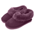 Plum - Back - Eastern Counties Leather Womens-Ladies Sheepskin Lined Slipper Boots