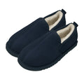 Navy - Back - Eastern Counties Leather Mens Sheepskin Lined Hard Sole Slippers