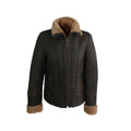 Dark Brown Distressed - Front - Eastern Counties Leather Womens-Ladies Orlando Aviator Sheepskin Coat