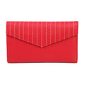 Red-Ivory - Front - Eastern Counties Leather Womens-Ladies Imogen Leather Stitch Detail Purse