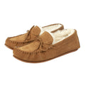 Chestnut-Natural - Front - Eastern Counties Leather Unisex Adult Steve Sheepskin Hard Sole Moccasins