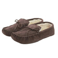 Dark Brown - Front - Eastern Counties Leather Unisex Adult Sheepskin Lined Hard Sole Moccasins