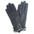 Navy-Grey - Front - Eastern Counties Leather Womens-Ladies Poppy Leather Winter Gloves