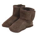 Chocolate - Front - Eastern Counties Leather Childrens-Kids Sheepskin Touch Fastening Slipper Boots