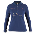 Navy - Front - Aubrion Womens-Ladies Team Long-Sleeved Polo Shirt