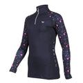 Navy - Back - Aubrion Girls Hyde Park Doodle Base Layer Top