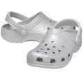 Silver - Pack Shot - Crocs Childrens-Kids Classic Glitter Clogs