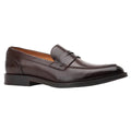 Dark Brown - Front - Base London Mens Kennedy Leather Loafers