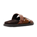 Dark Tan - Back - Base London Mens Ponza Leather Slip-on Sandals