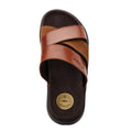 Dark Tan - Lifestyle - Base London Mens Ponza Leather Slip-on Sandals