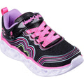 Black-Multicoloured - Front - Skechers Baby Girls Heart Lights Retro Hearts Shoes