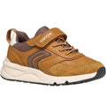 Dark Yellow-Coffee - Front - Geox Boys Rooner Trainers