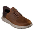 Dark Brown - Front - Skechers Mens Garza - Gervin Leather Wide Shoes