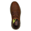 Dark Brown - Lifestyle - Skechers Mens Garza - Gervin Leather Wide Shoes