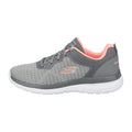 Grey-Coral - Side - Skechers Womens-Ladies Bountiful Quick Path Plain Trainers