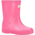 Bright Pink - Front - Hunter Childrens-Kids First Classic Matte Wellington Boots