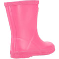 Bright Pink - Back - Hunter Childrens-Kids First Classic Matte Wellington Boots