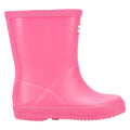 Bright Pink - Side - Hunter Childrens-Kids First Classic Matte Wellington Boots