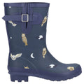 Mid Blue - Pack Shot - Cotswold Womens-Ladies Woodland Owl Mid Cut Wellington Boots