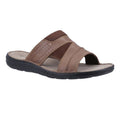 Tan - Front - Hush Puppies Mens Archer Leather Mule Sandals