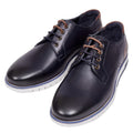 Navy - Close up - POD Mens Cillian Oiled Leather Shoes