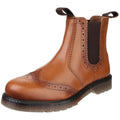 Tan - Close up - Amblers Mens Dalby Pull On Brogue Boots