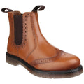 Tan - Front - Amblers Mens Dalby Pull On Brogue Boots