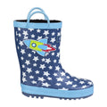 Blue Rocket - Front - Cotswold Childrens-Kids Sprinkle Wellington Boots