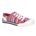 Red-Multi - Front - Rocket Dog Womens-Ladies Jazzin Eden Stripe Lace Up Canvas Trainer