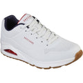 White-Navy-Red - Front - Skechers Mens Uno Stand On Air Lace Up Leather Trainer