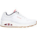 White-Navy-Red - Back - Skechers Mens Uno Stand On Air Lace Up Leather Trainer