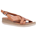 Tan - Front - Hush Puppies Womens-Ladies Elena Leather Wedge Sandal