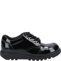 Black - Back - Hush Puppies Girls Kiera Junior Patent Leather Shoes