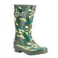 Green-Brown-Cream - Back - Cotswold Boys Innsworth Camo Wellington Boots