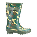 Green-Brown-Cream - Front - Cotswold Boys Innsworth Camo Wellington Boots