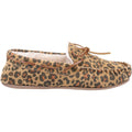 Brown - Back - Hush Puppies Womens-Ladies Allie Leopard Print Suede Slippers