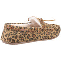 Brown - Side - Hush Puppies Womens-Ladies Allie Leopard Print Suede Slippers