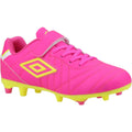 Hot Pink - Front - Umbro Childrens-Kids Speciali Liga Firm Football Boots