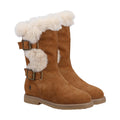 Tan - Back - Hush Puppies Girls Mini Megan Suede Boots