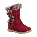 Burgundy - Back - Hush Puppies Girls Mini Megan Suede Boots