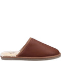 Tan - Back - Hush Puppies Mens Coady Leather Slippers