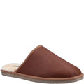 Tan - Front - Hush Puppies Mens Coady Leather Slippers