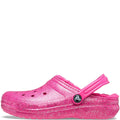 Fuchsia - Side - Crocs Childrens-Kids Glitter Clogs