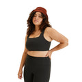 Black - Side - Girlfriend Collective Womens-Ladies Tommy Ribbed Cropped Bra