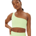 Cerulean - Side - Girlfriend Collective Womens-Ladies Bianca One Shoulder Sports Bra