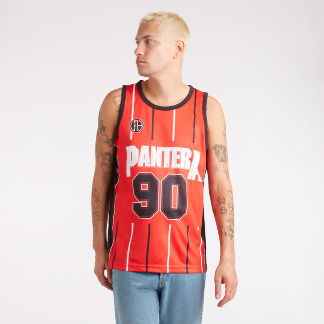 Amplified Mens Cowboys from Hell Pantera Basketball Jersey Red S Polyester Mens Basketball Jersey