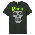 Charcoal - Front - Amplified Unisex Adult Neon Skull Misfits T-Shirt